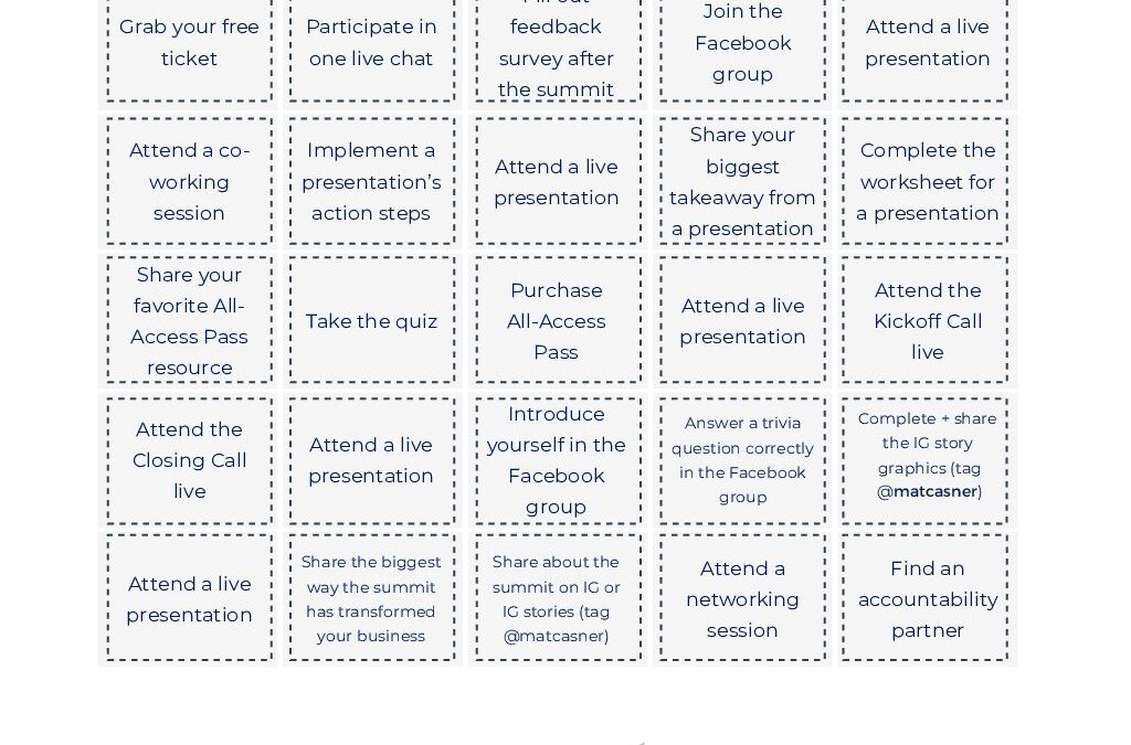 Summit Bingo Card